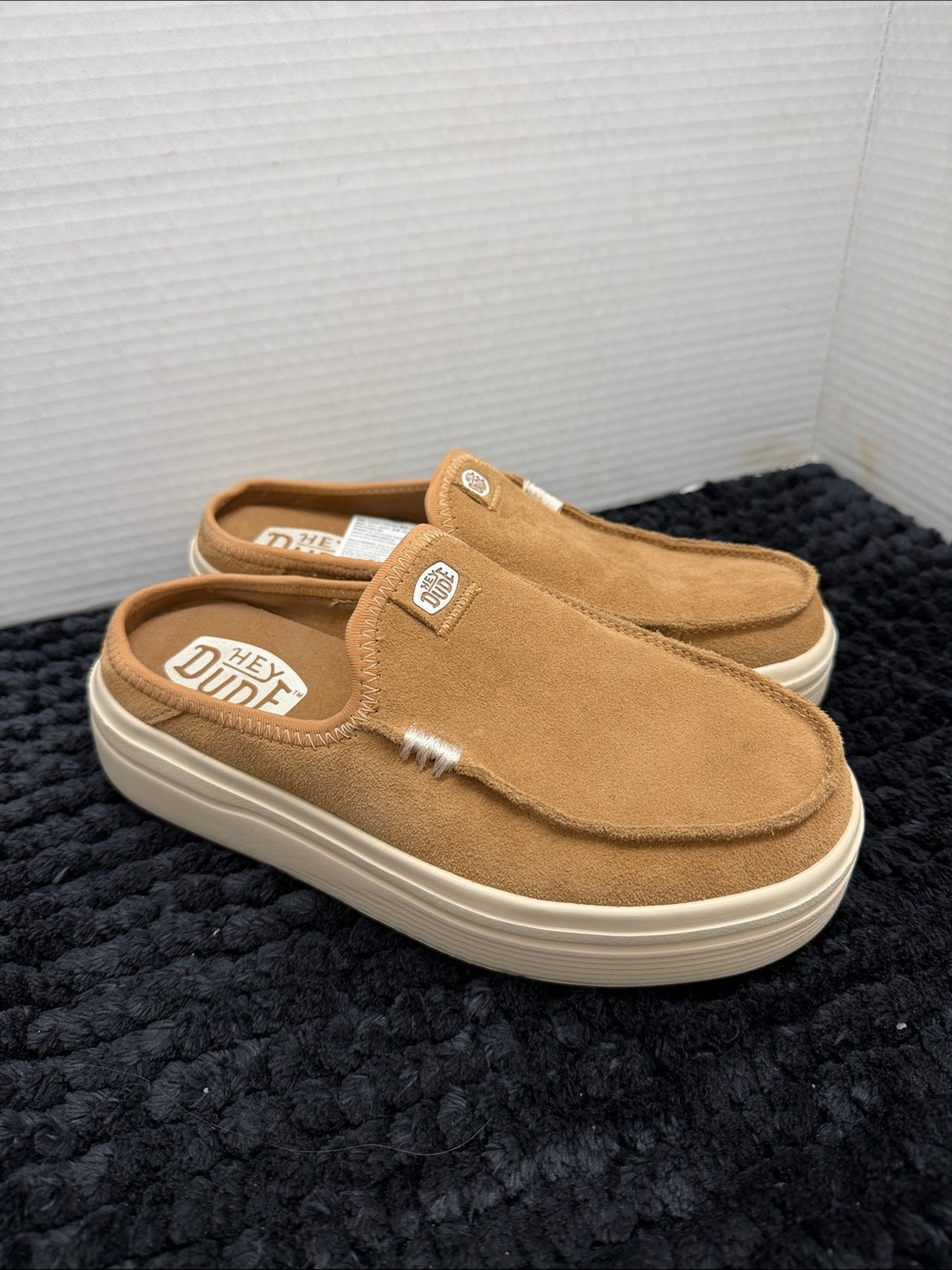 Hey Dude women’s Chestnut Suede Slip-On Clogs